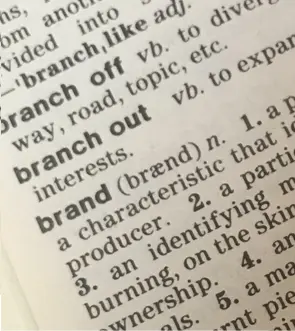 close up of the word 'brand' in a dictionary