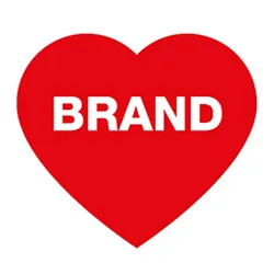 heart icon with the word 'brand'