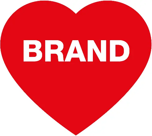 heart icon with the word 'brand'