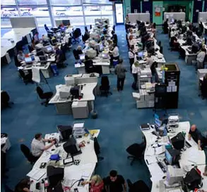 open plan office seen from above