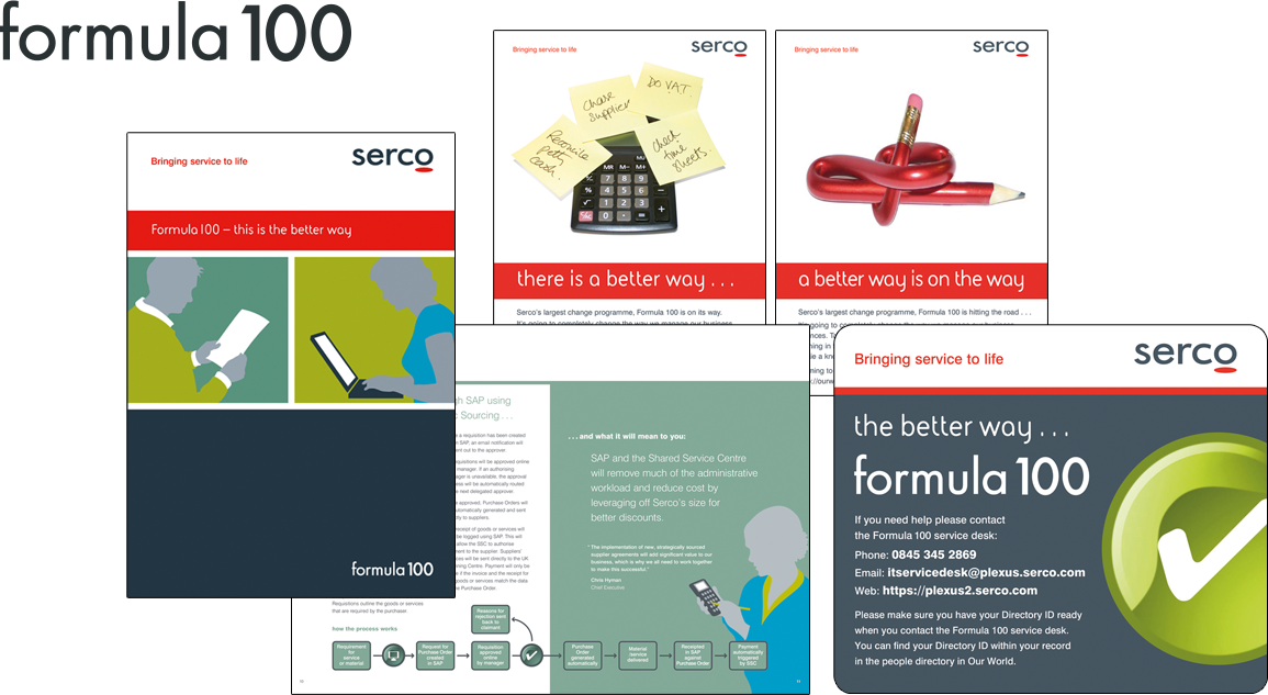 Serco 'Formula 100' – cluster of branded elements